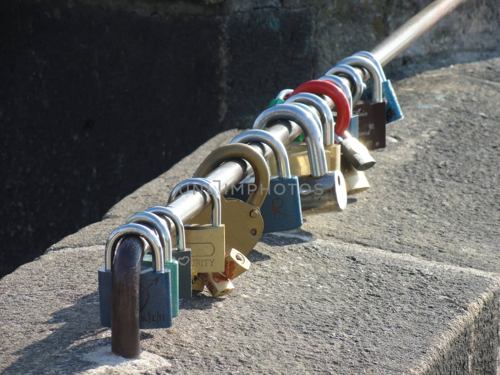 Many Love Padlocks on the Charles Bridge in Prague
