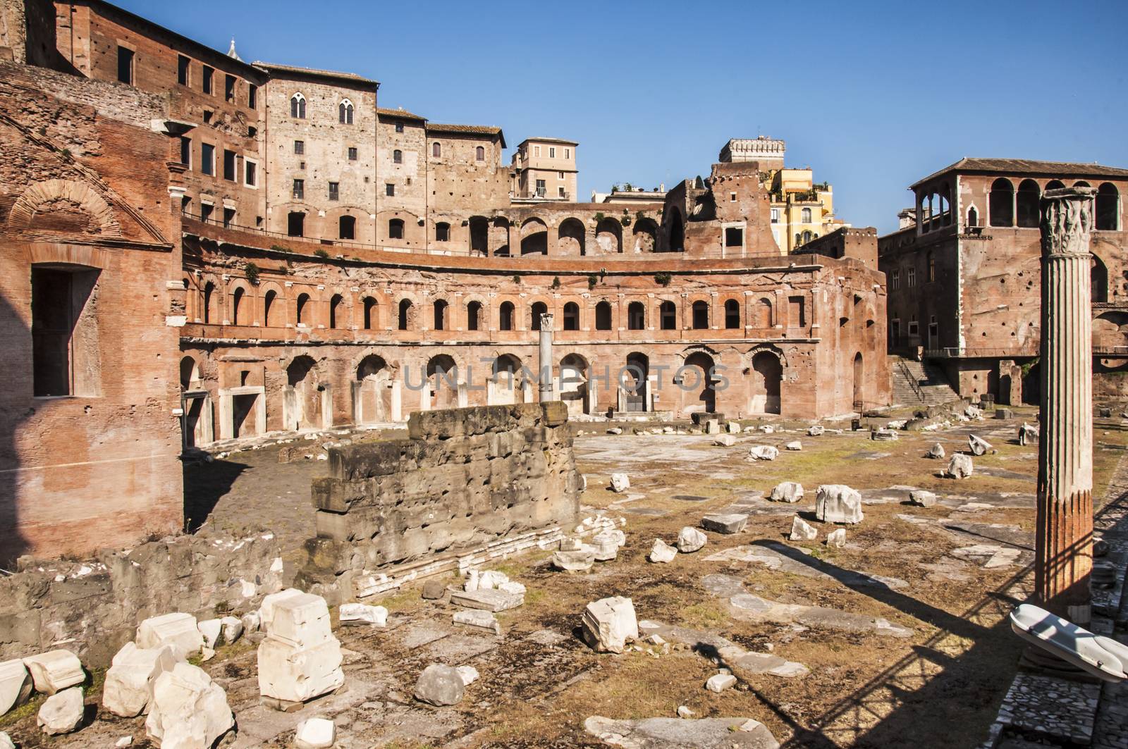 part of the Roman Trajan's Market in Rome, Italy