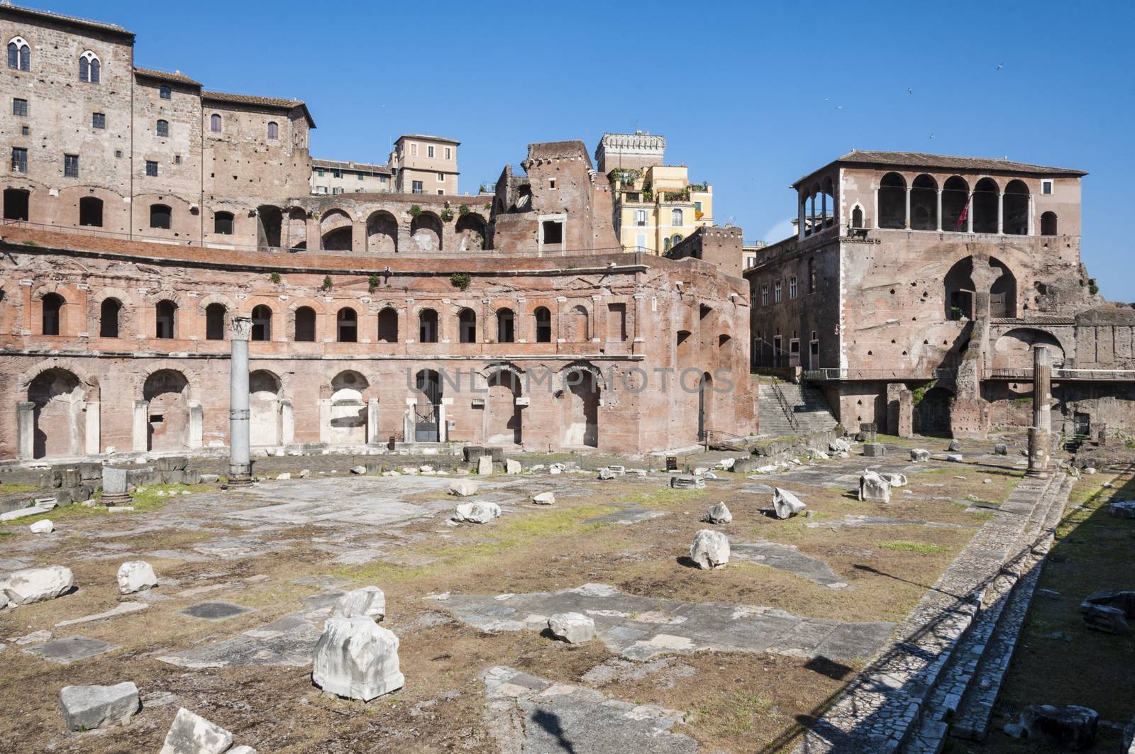 part of the Roman Trajan's Market in Rome, Italy