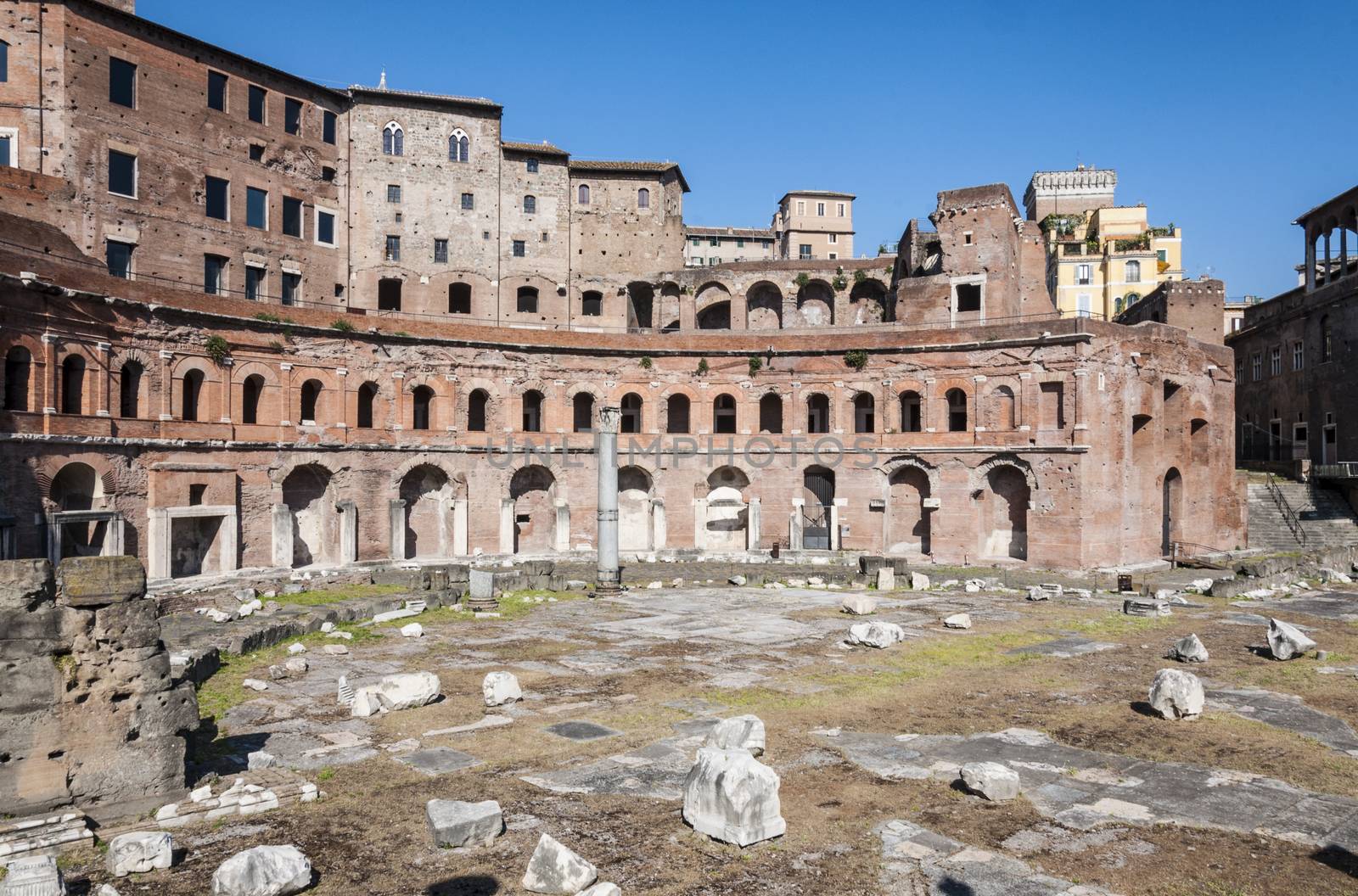 part of the Roman Trajan's Market in Rome, Italy