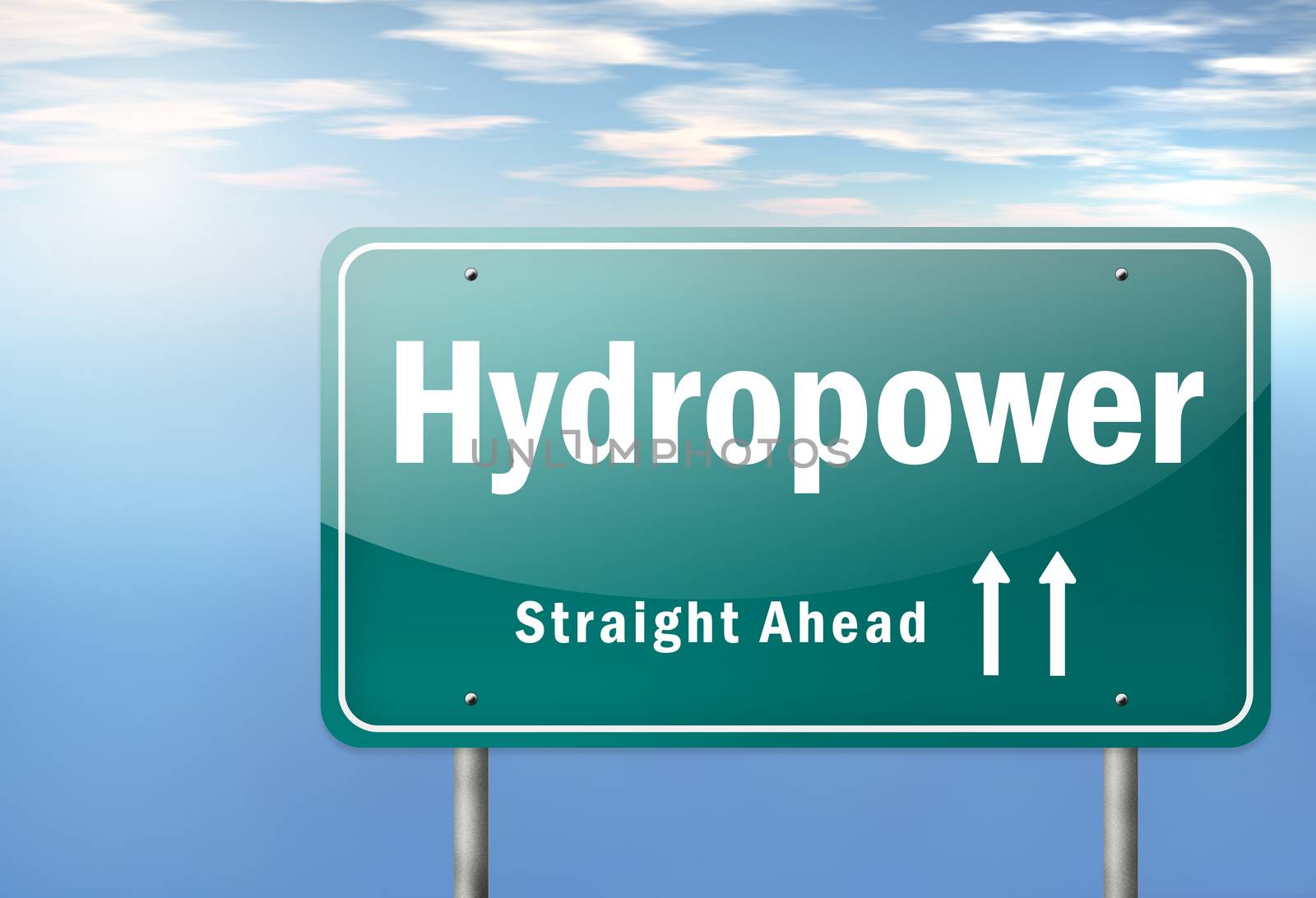 Highway Signpost with Hydropower wording