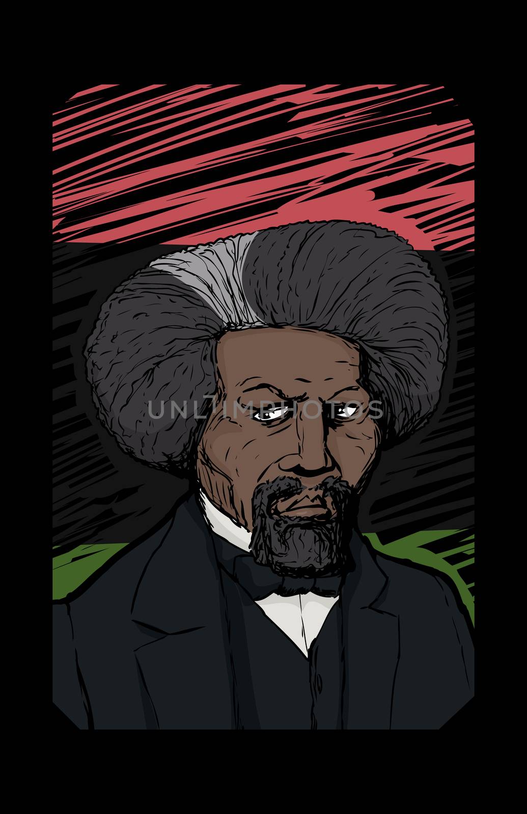 Portrait of Frederick Douglass Over Black National Flag by TheBlackRhino