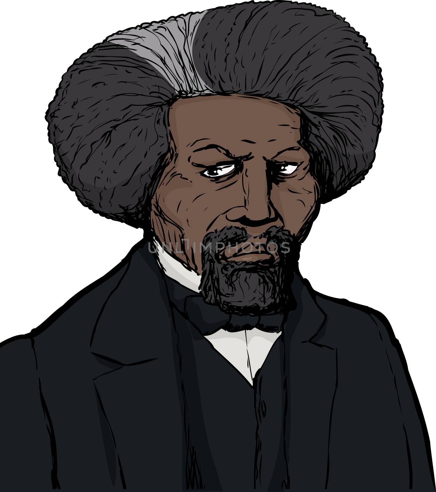Frederick Douglass Sketch in Color Over White by TheBlackRhino