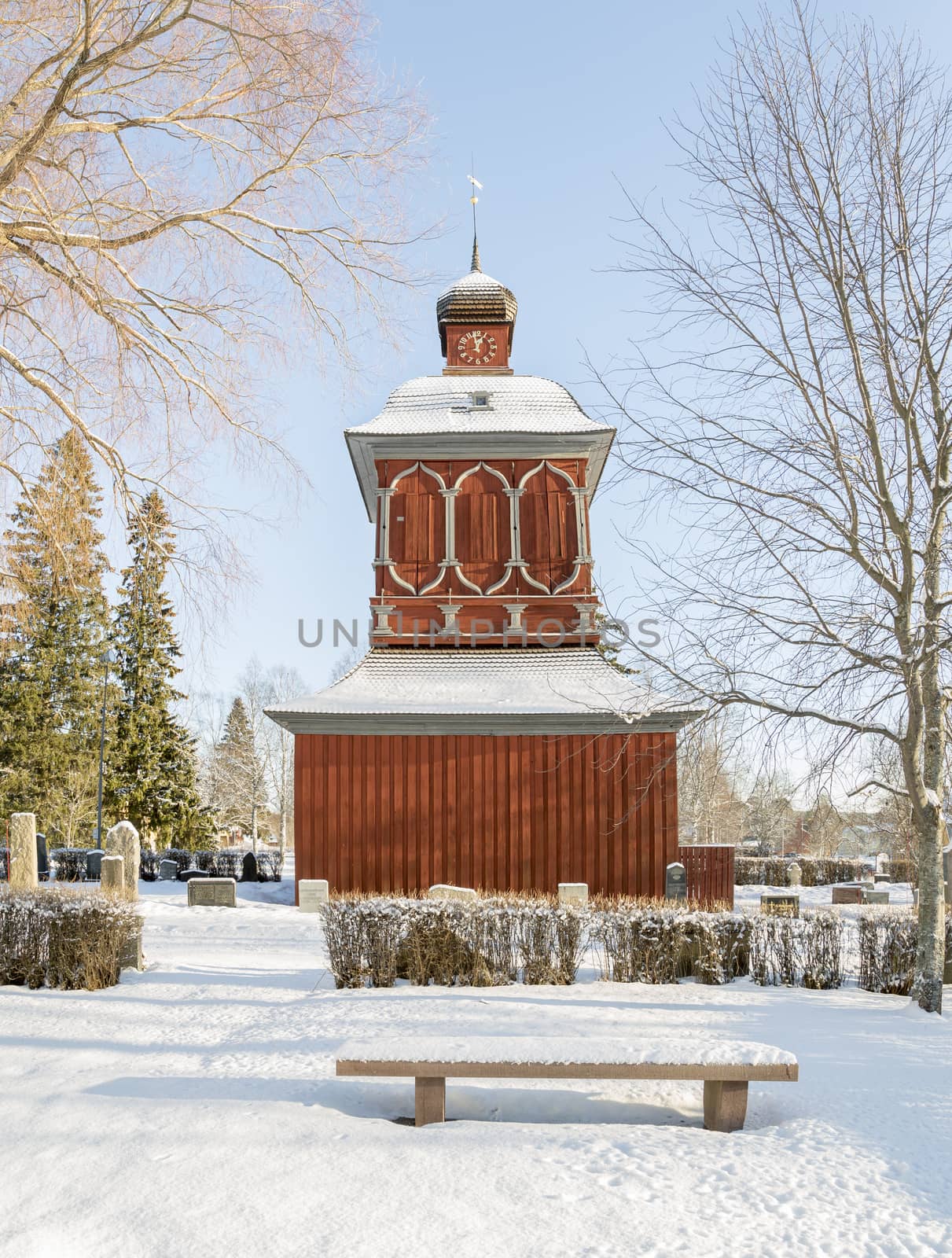Church Building in Nordmaling, Sweden in winter.