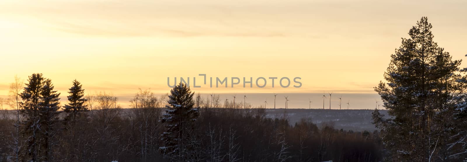 Wind Power Station in Winter in Sweden.