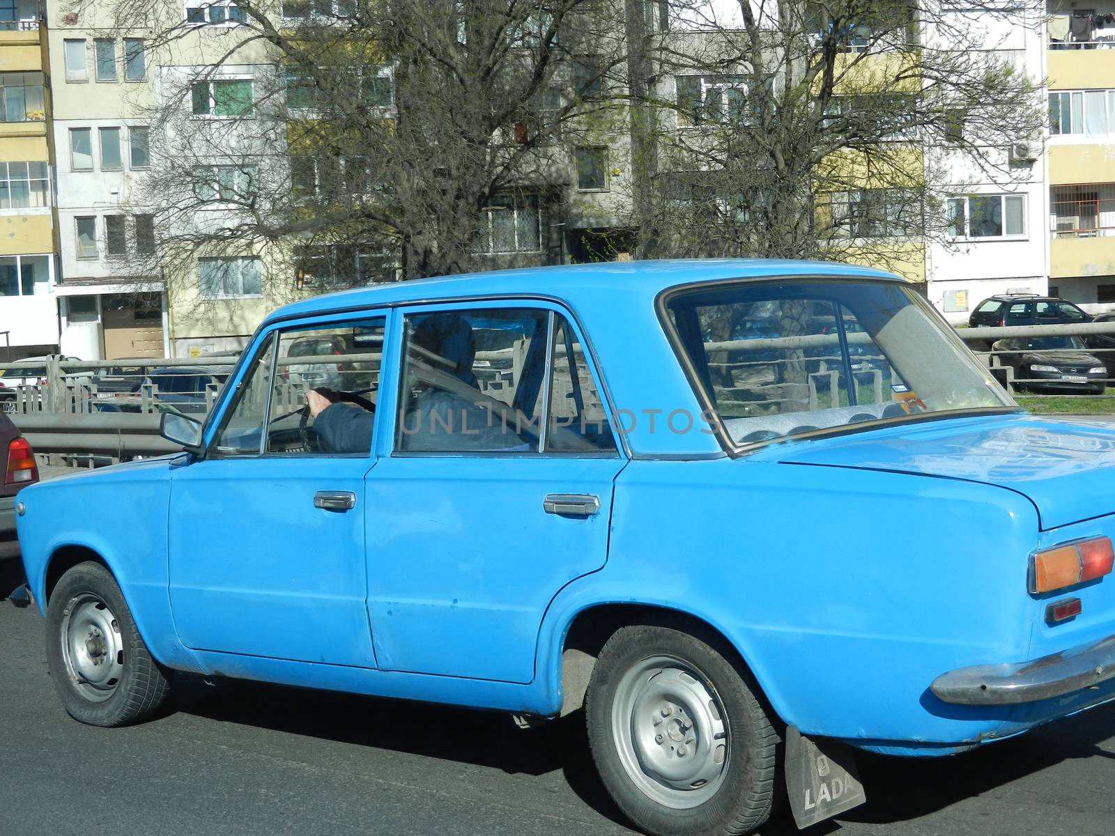 Burgas, Bulgaria - April 21 2011: Old blue Lada 2101 (VAZ-2101) in the street of the city of Burgas in Bulgaria