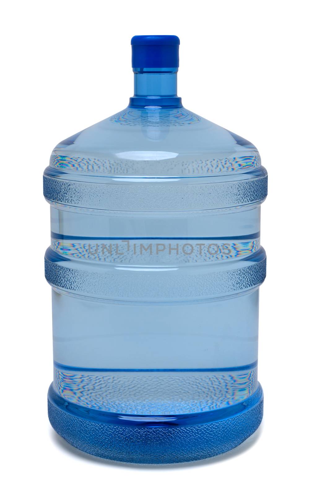 Large bottle of purified drinking water on white