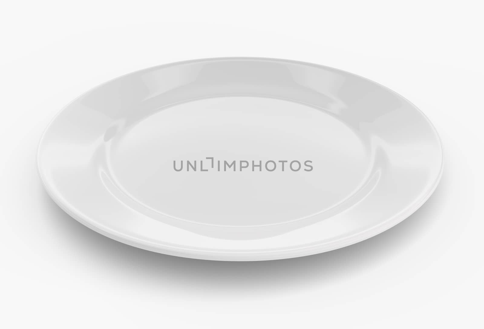 Empty dinner plate front view on white background with clipping path