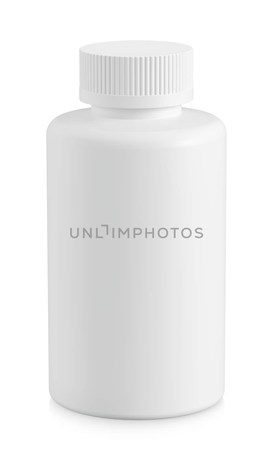 White plastic bottle with copy space isolated on white background