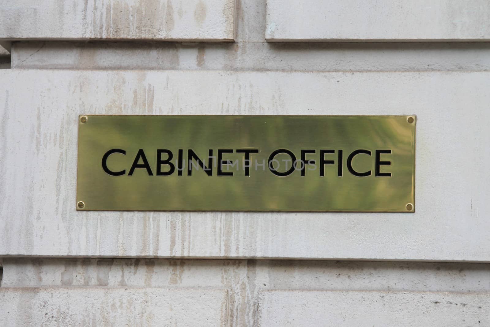 London, UK - Janurary 28th. Brass  sign outside the Cabinat Office in Whitehall London. January 28th 2016 by cheekylorns