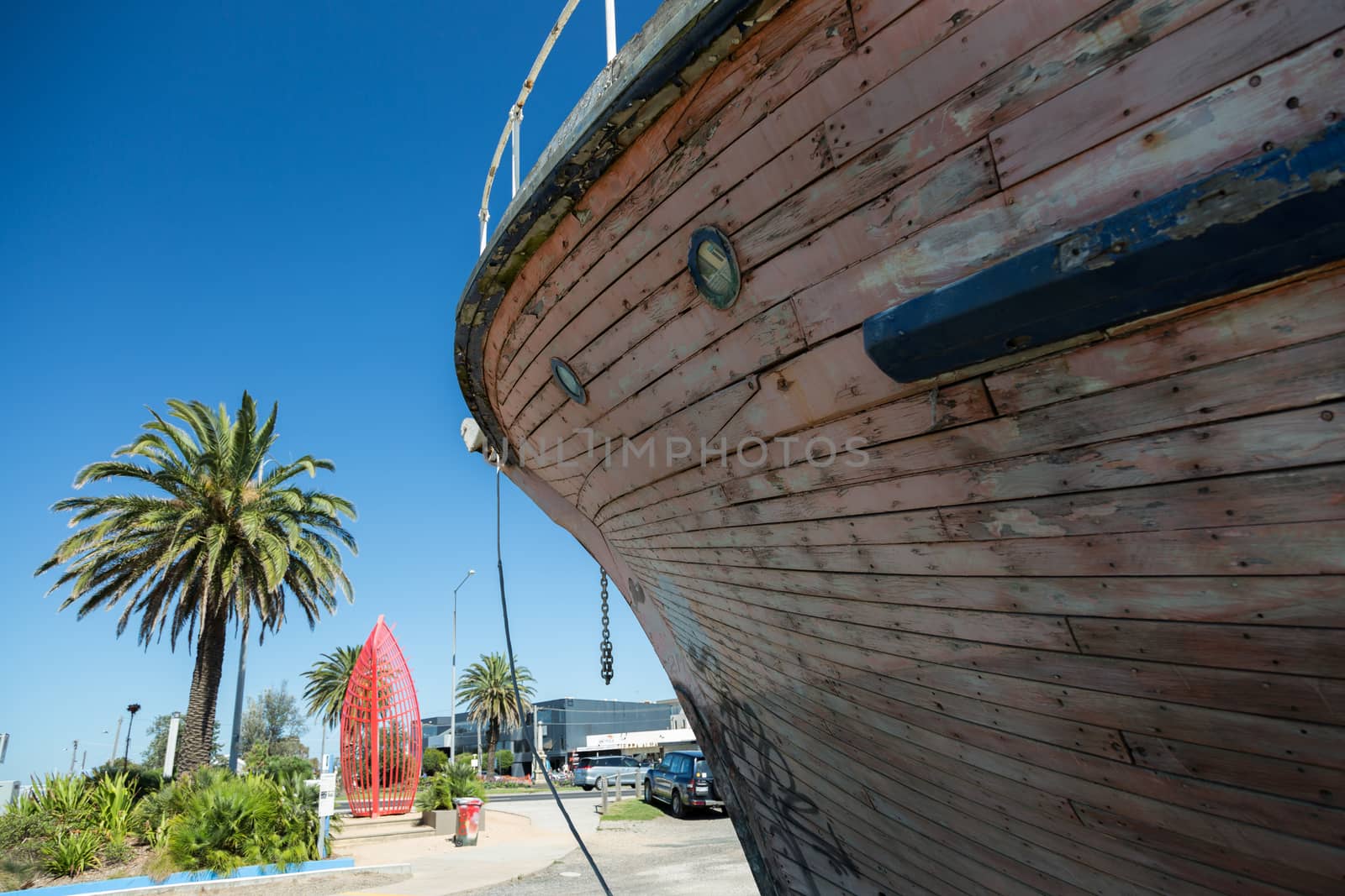 Bow of old timber boat by davidhewison