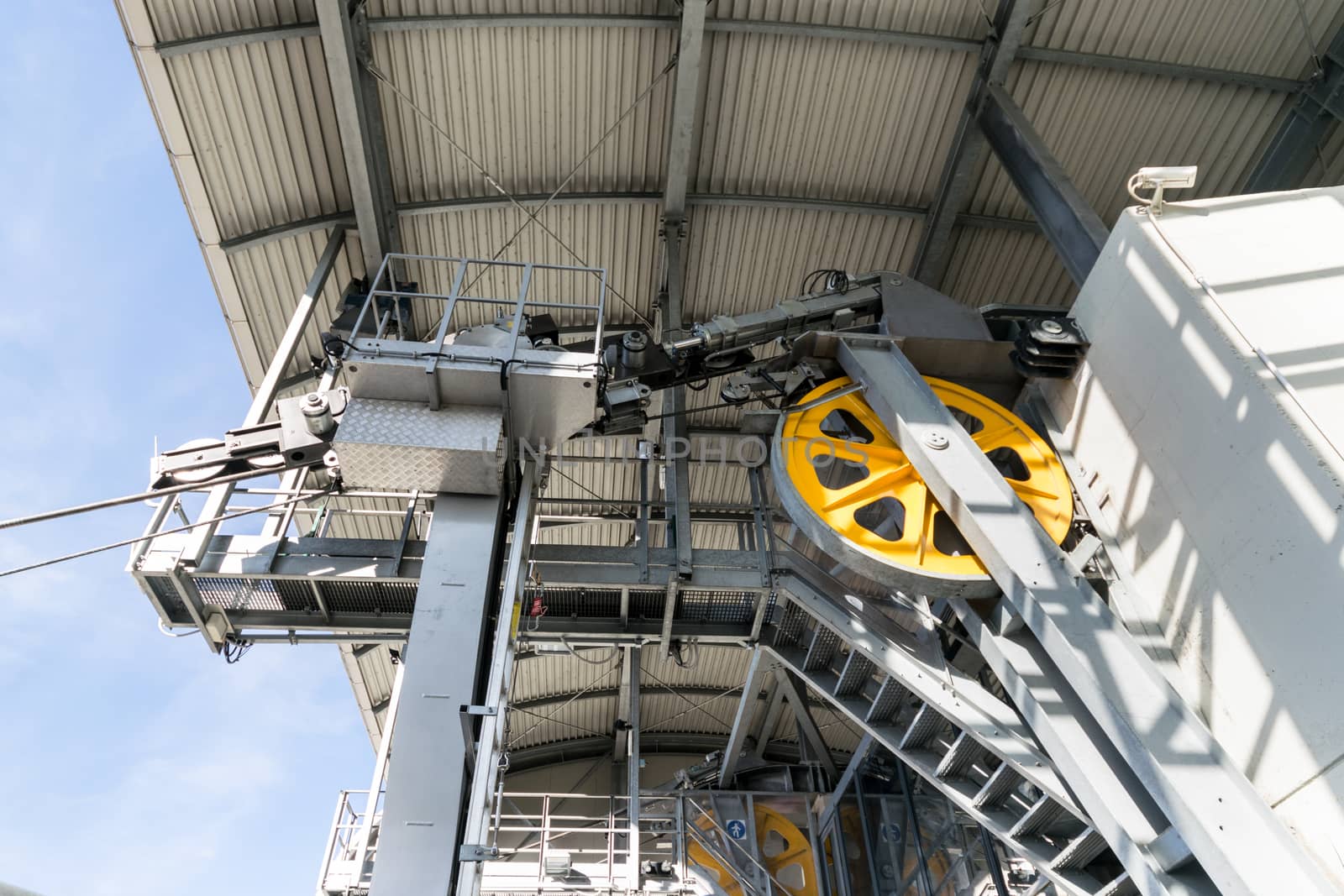 Detail of the mechanisms that allow the operation of a cableway respecting the safety rules.