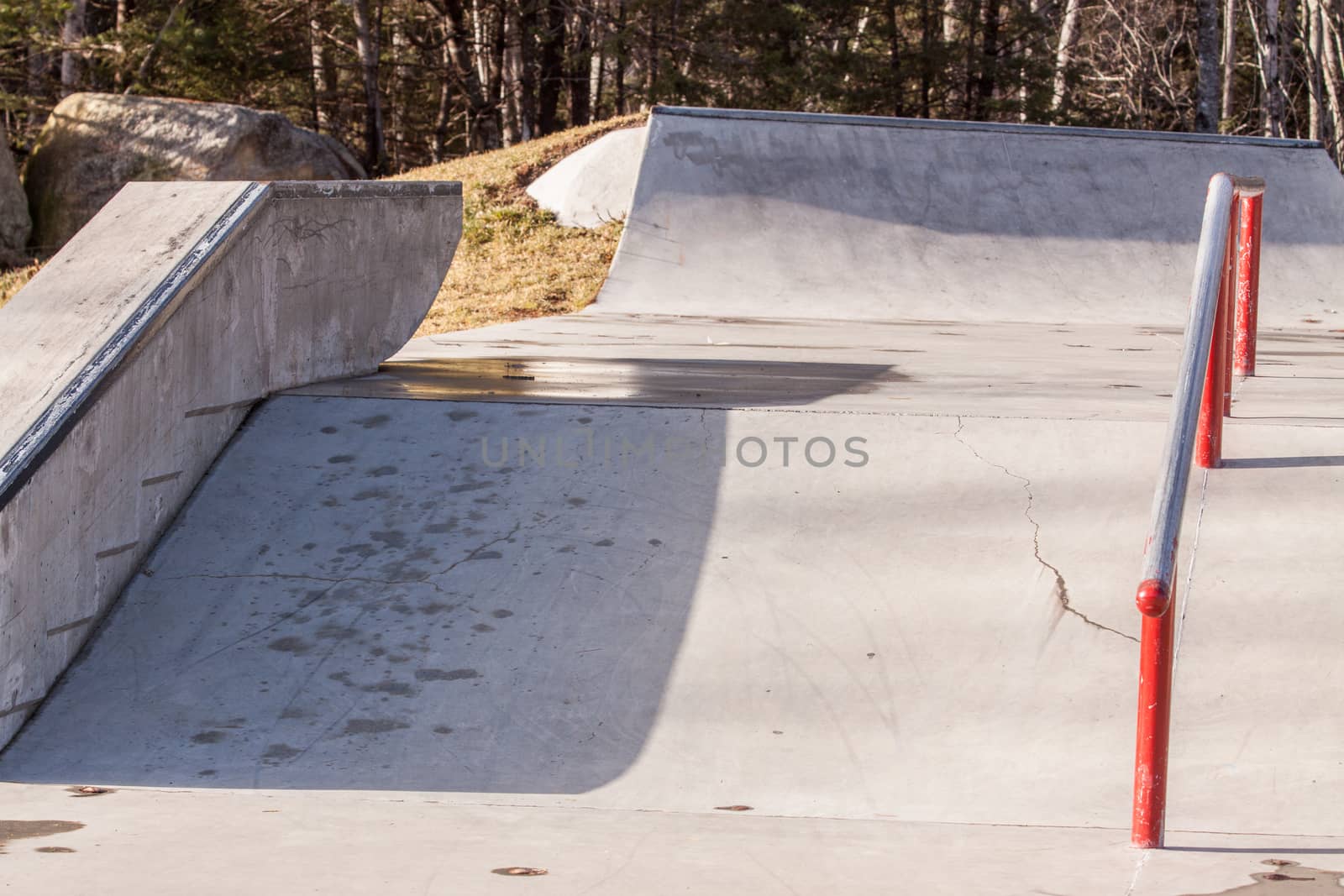 skateboard parkour with colourful rails