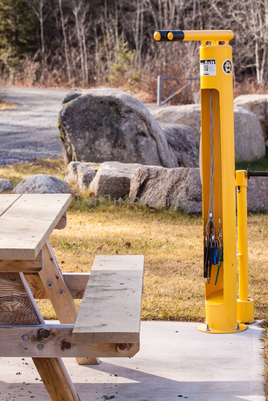 bicycle repair station in a park by Ralli