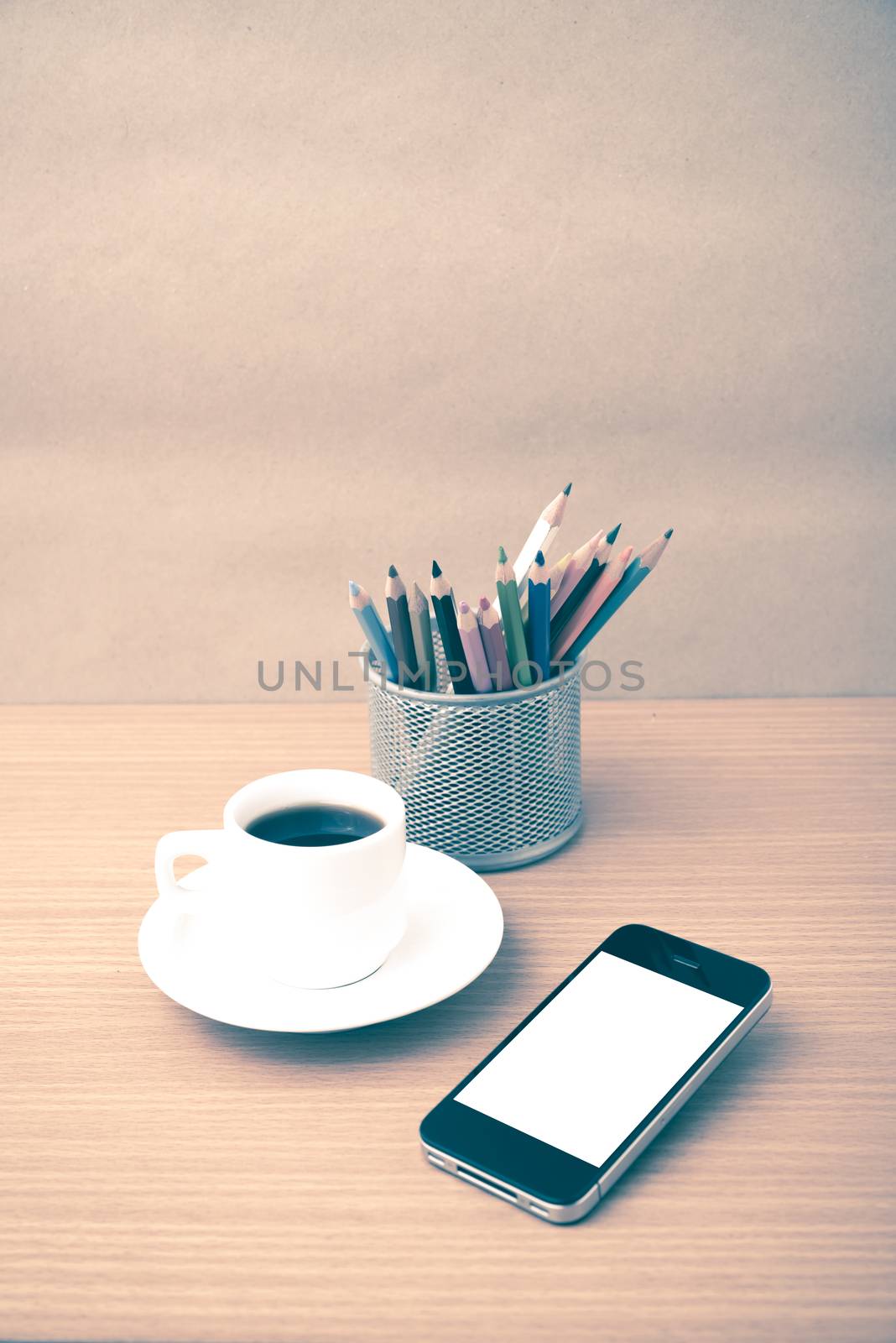 coffee cup and phone with color pencil by ammza12