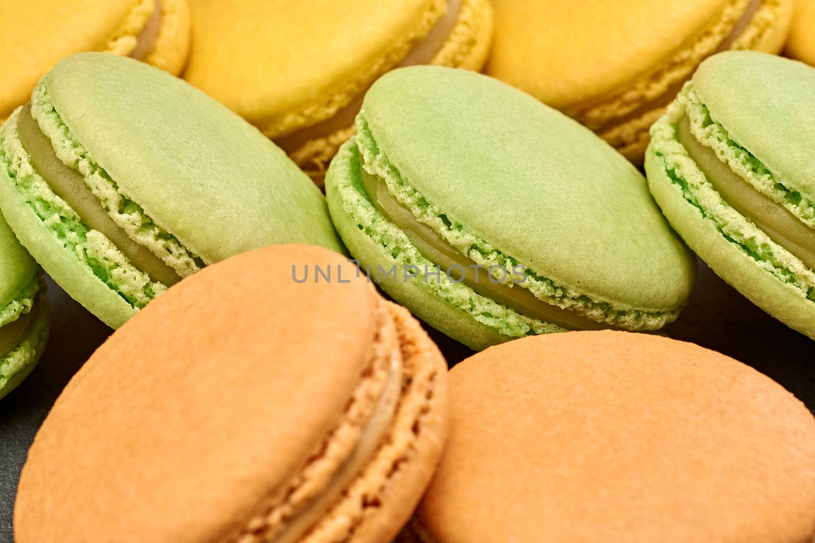 Macarons, french dessert, background. Food closeup by 918