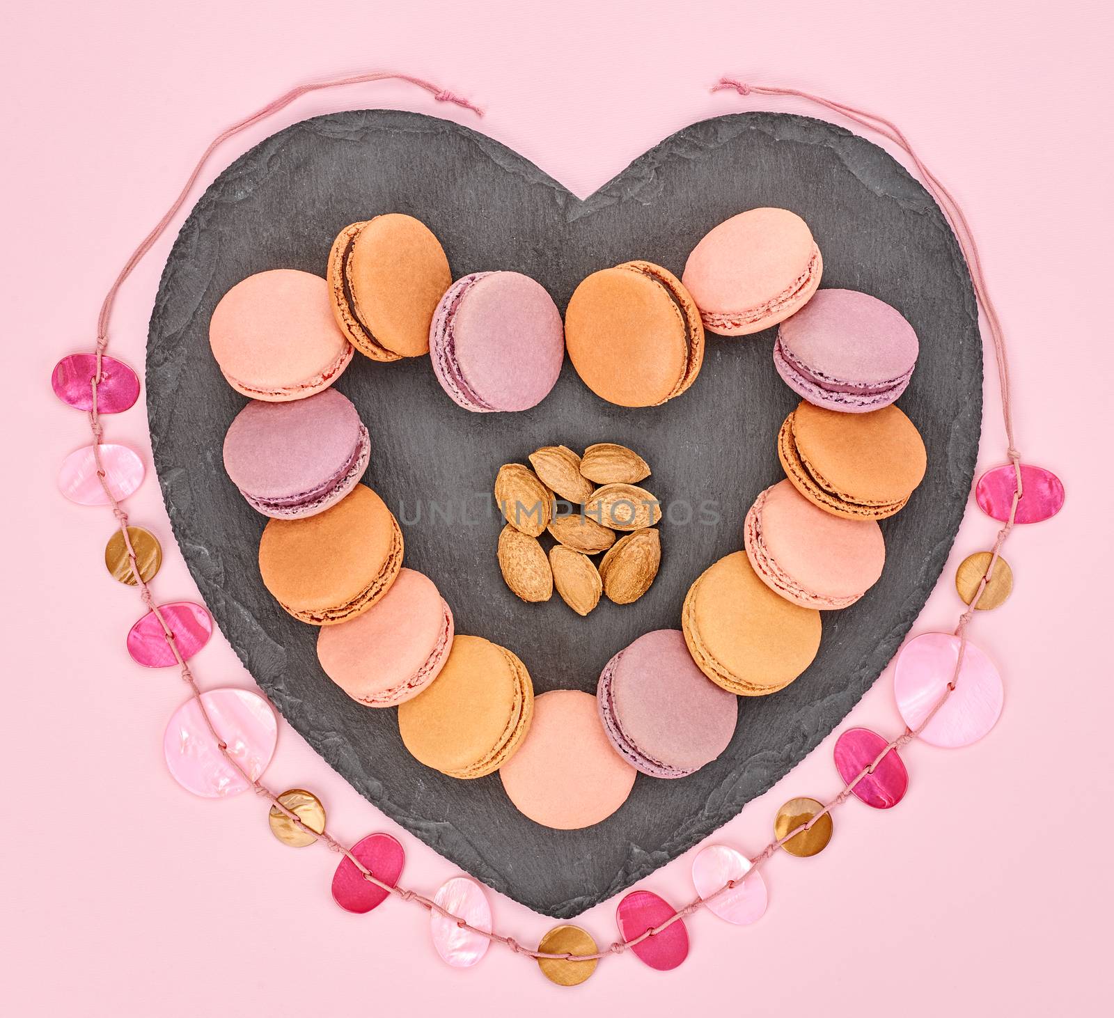 Still life, macarons, heart shape. Love concept  by 918