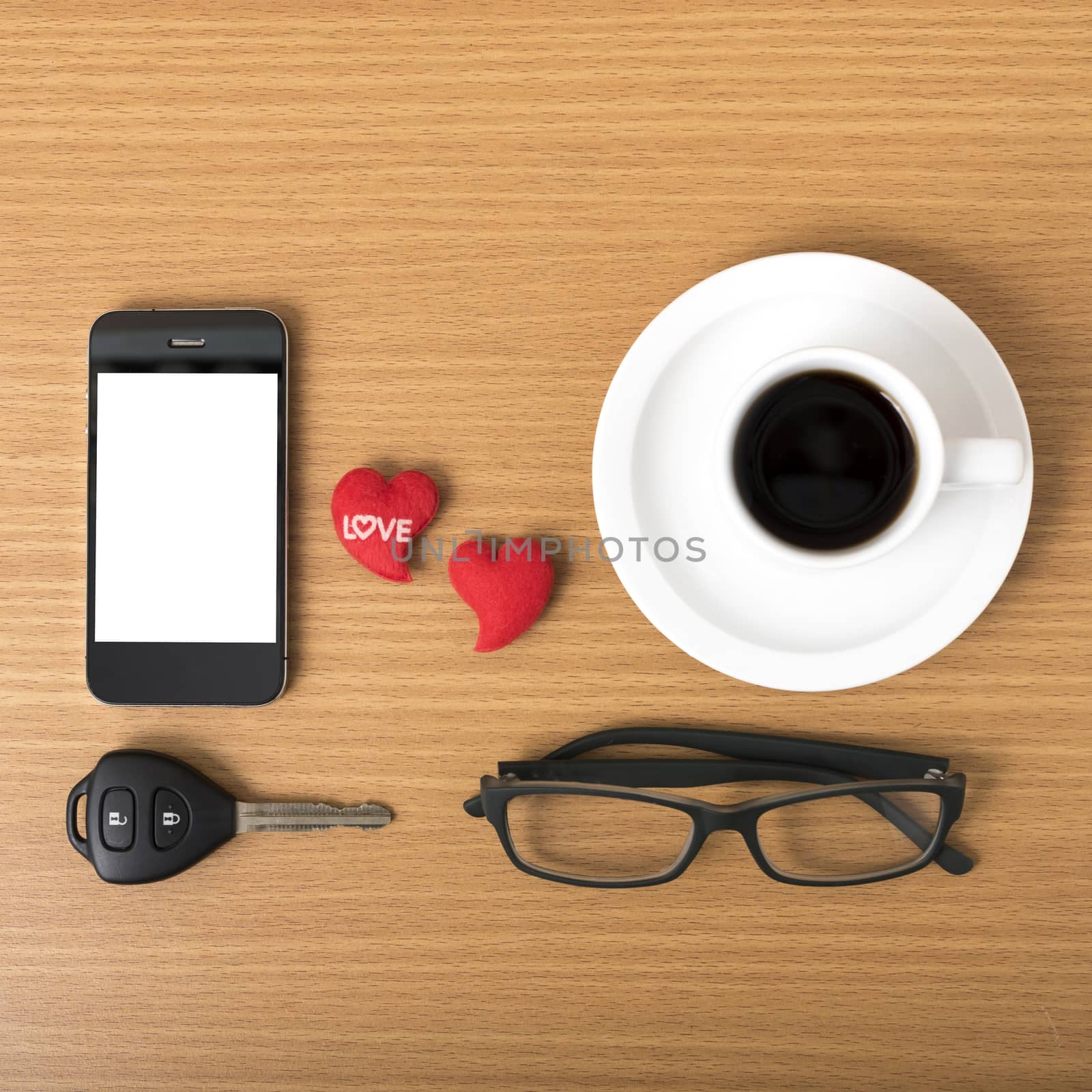 coffee,phone,eyeglasses,car key and heart by ammza12