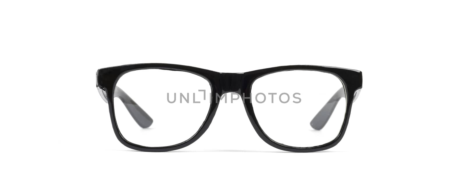 Pair of black eyeglasses isolated on white background