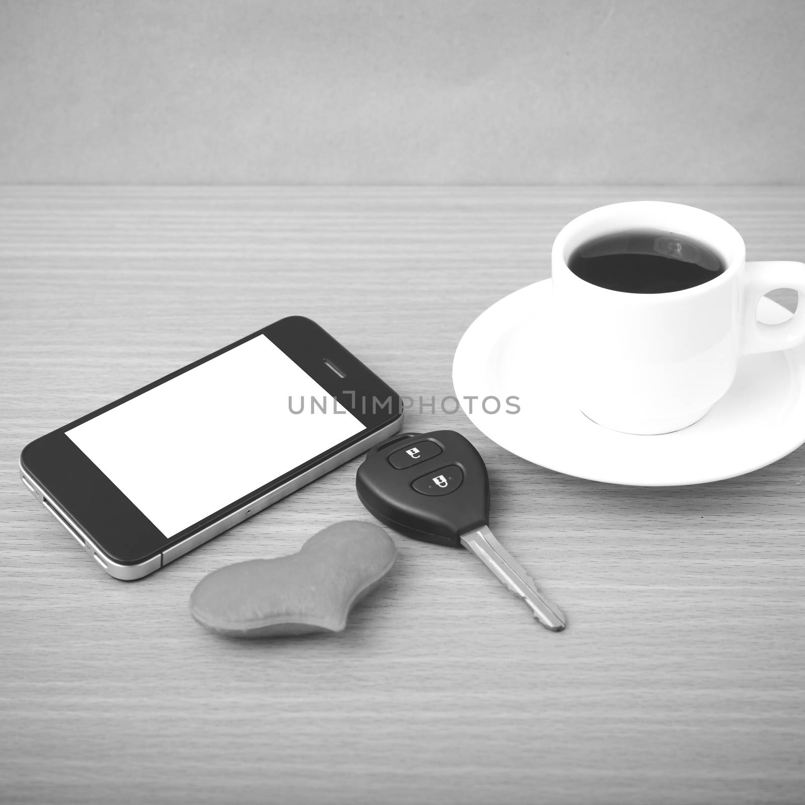 coffee phone car key and heart by ammza12