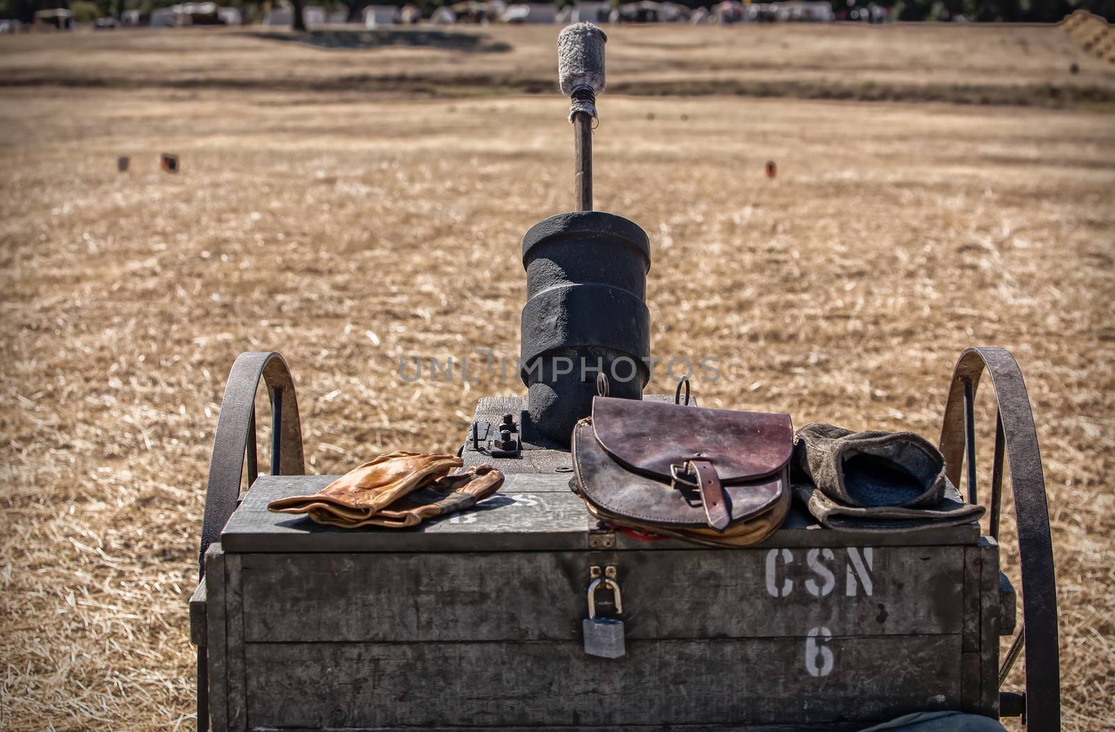 Civil War era mortar at the Hawes Farm Civil War Reenactment in Anderson, California.