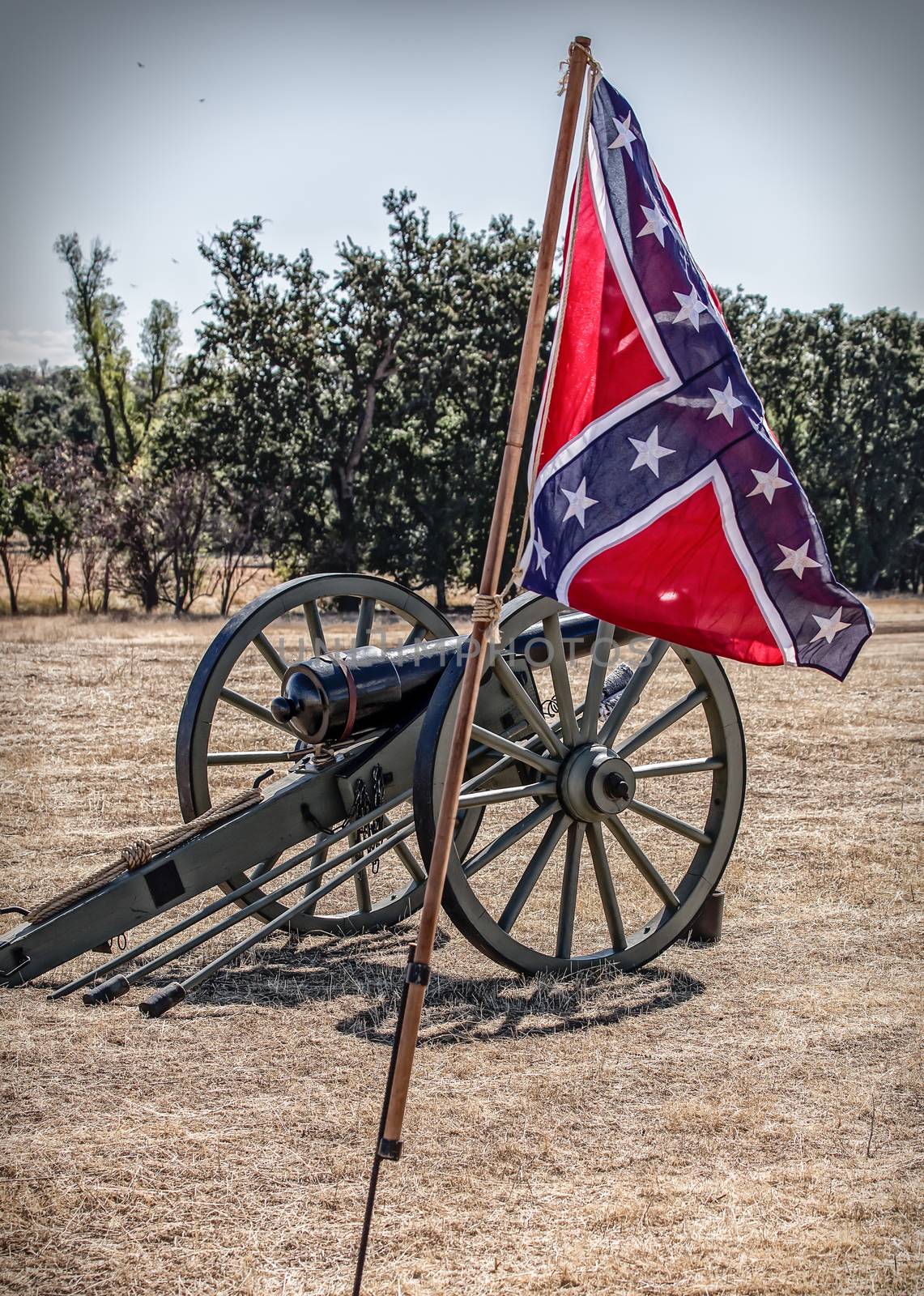 Civil War Cannon and Confederate Flag.