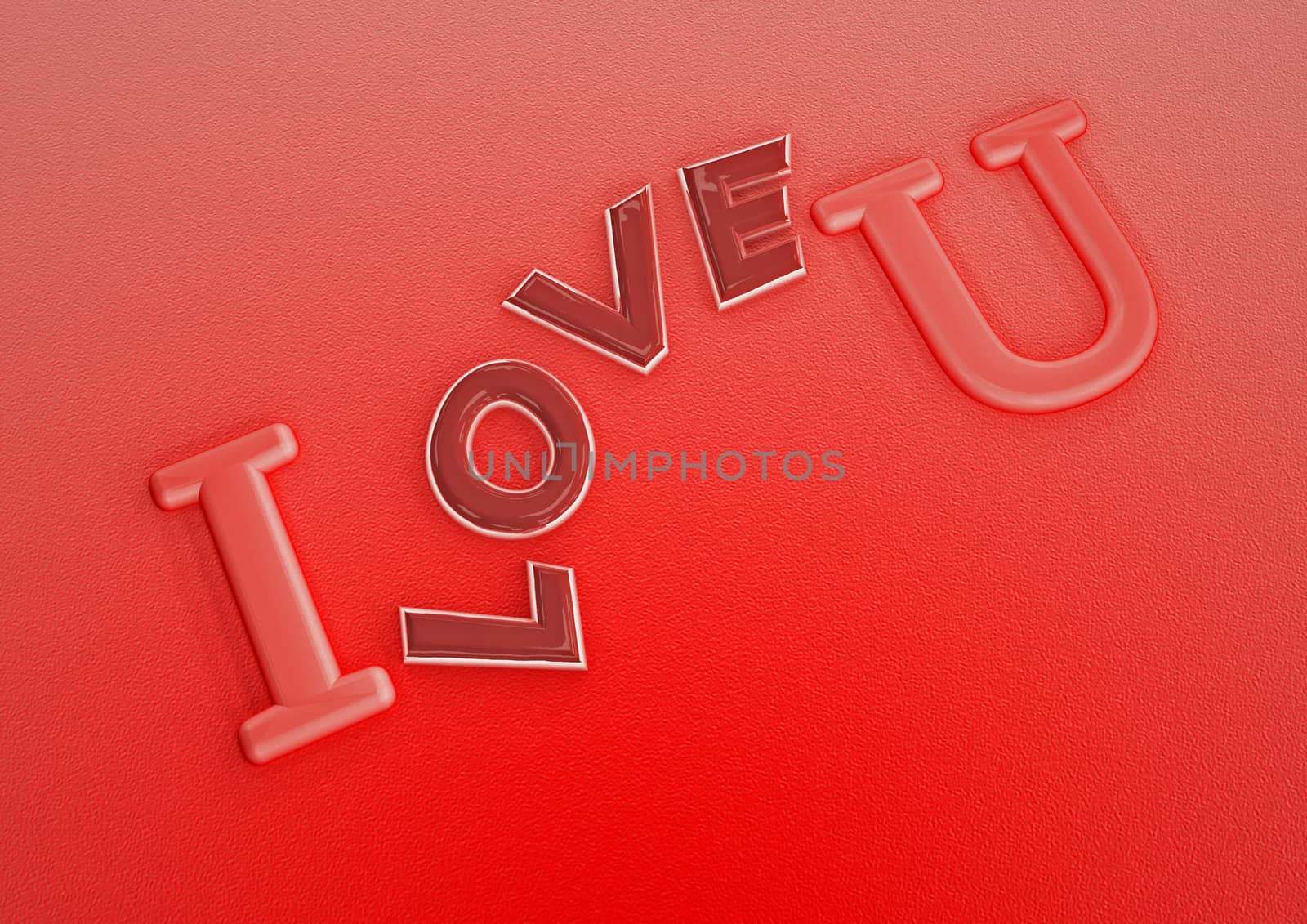 Dimensional inscription of I LOVE You on background