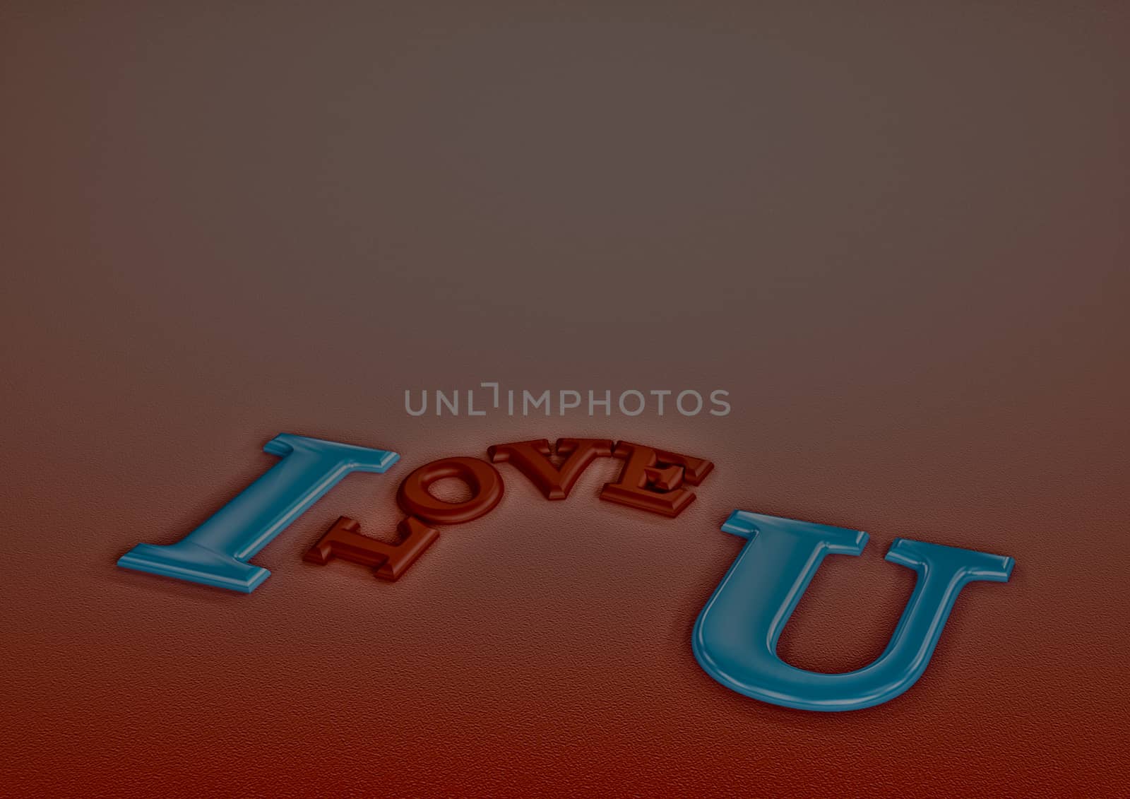 Dimensional inscription of I LOVE You on background