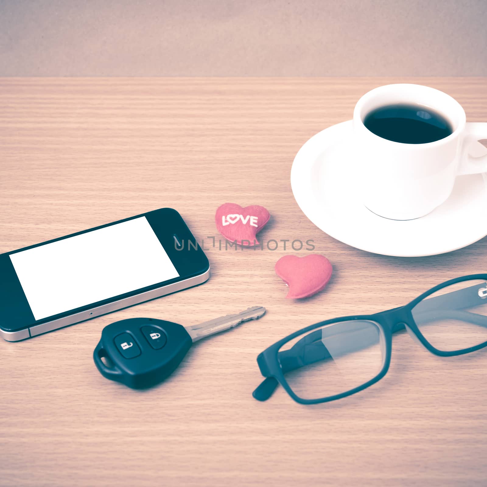coffee,phone,eyeglasses,car key and heart by ammza12