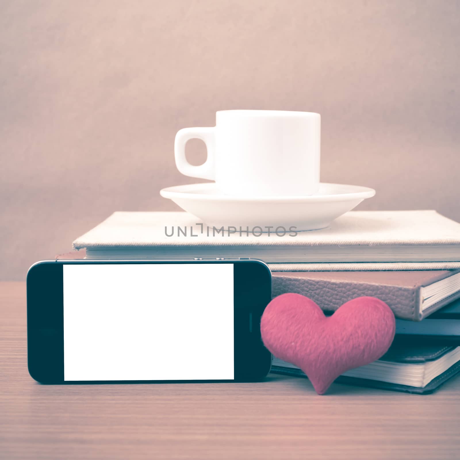 coffee,phone,stack of book and heart by ammza12