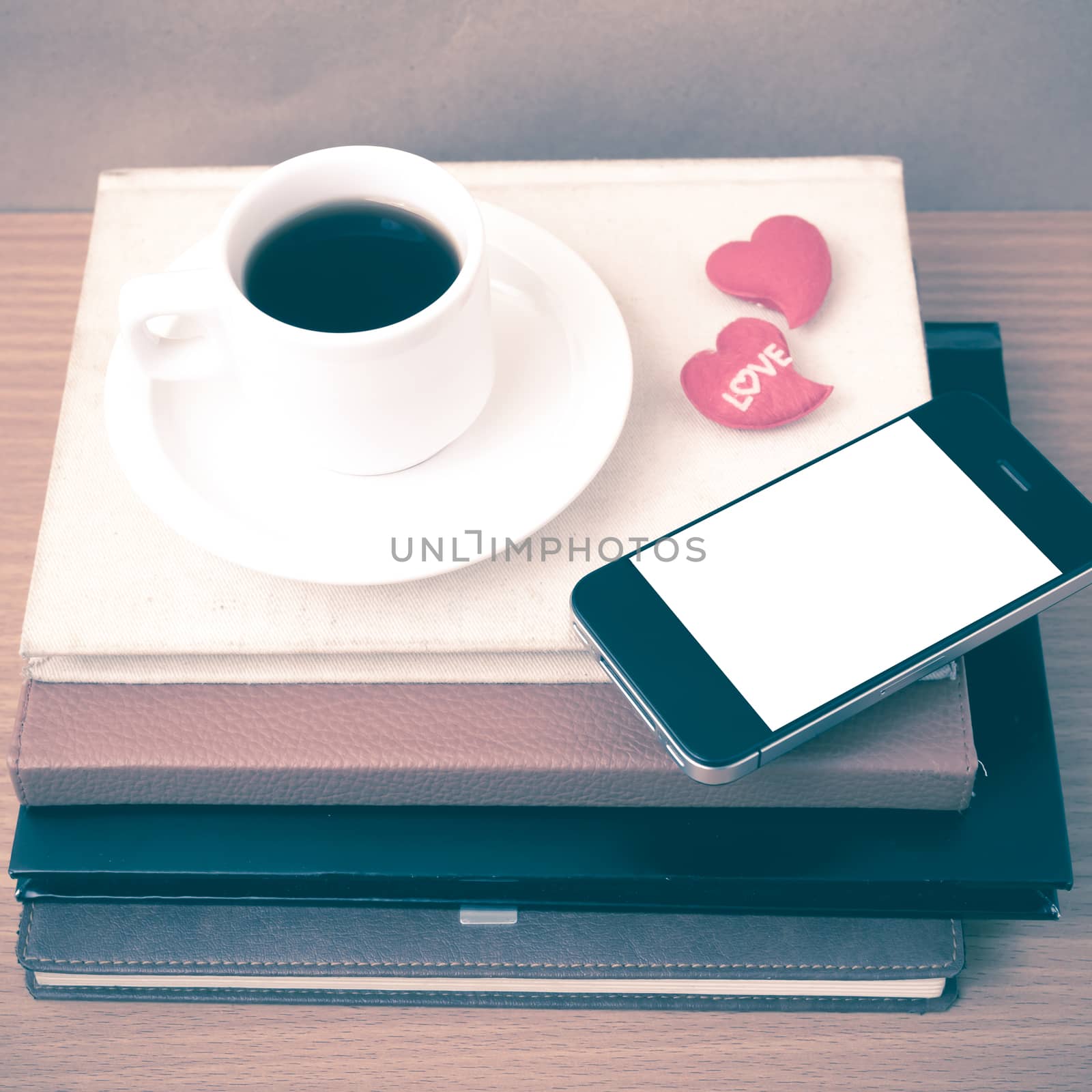 coffee,phone,stack of book and heart by ammza12