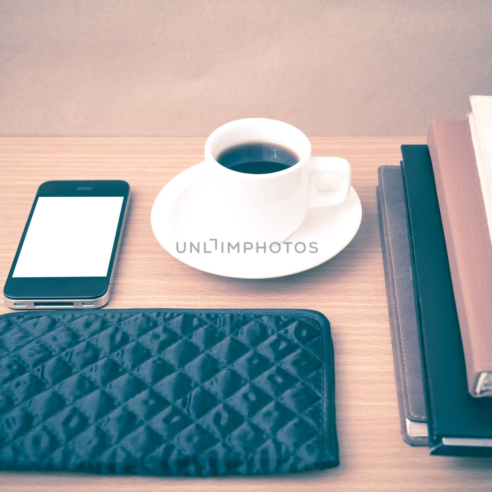 coffee,phone,stack of book and wallet by ammza12