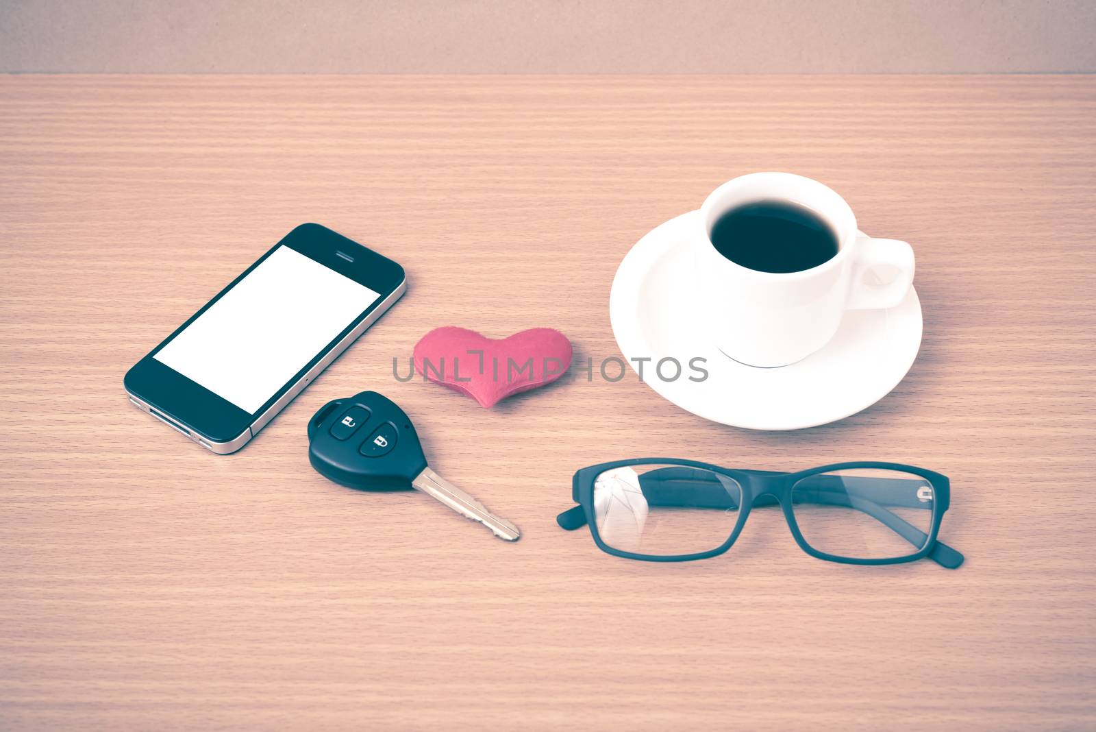 coffee,phone,eyeglasses and car key by ammza12