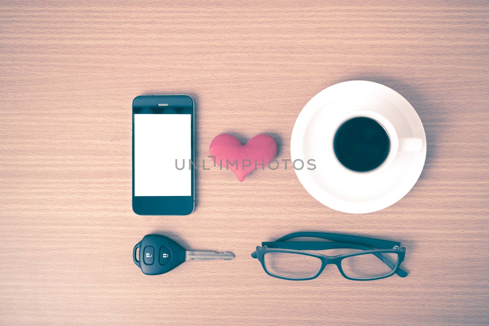 coffee,phone,eyeglasses and car key by ammza12