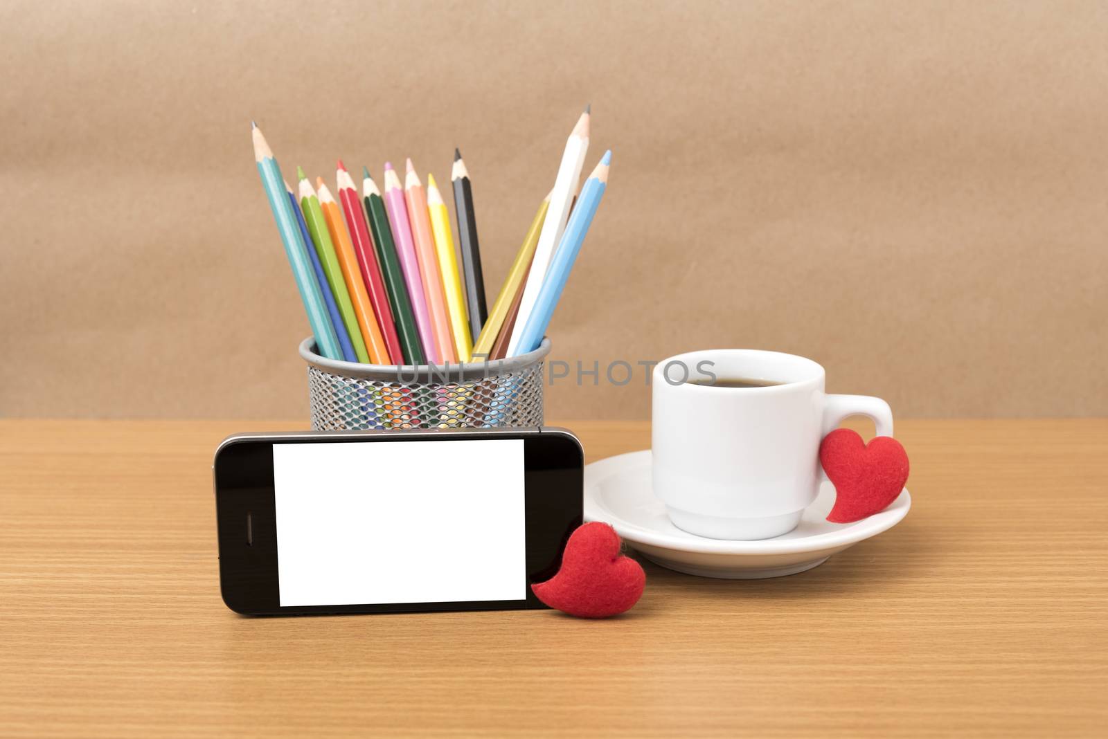 coffee,phone,color pencil and heart by ammza12