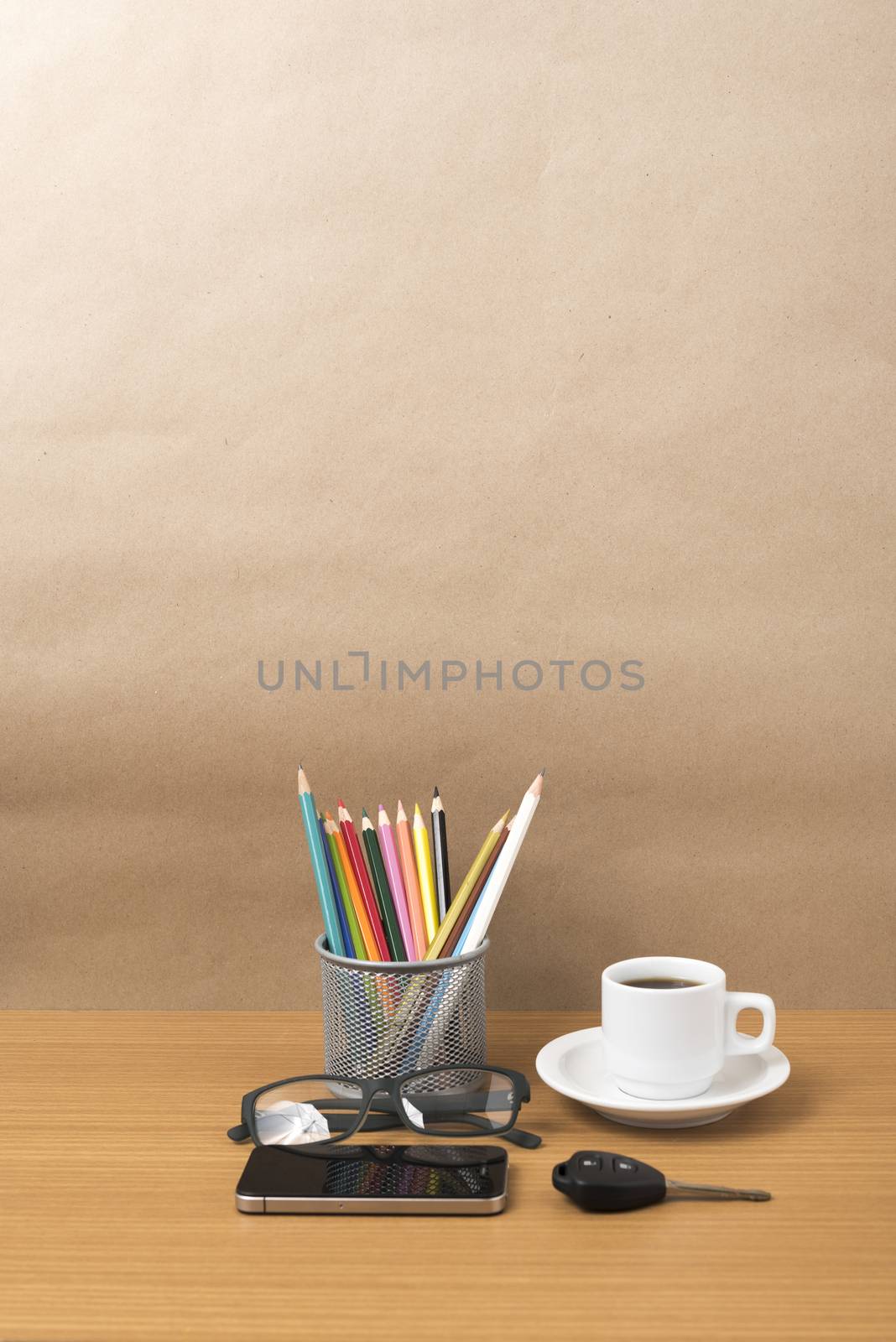 coffee,phone,eyeglasses,color pencil and car key by ammza12