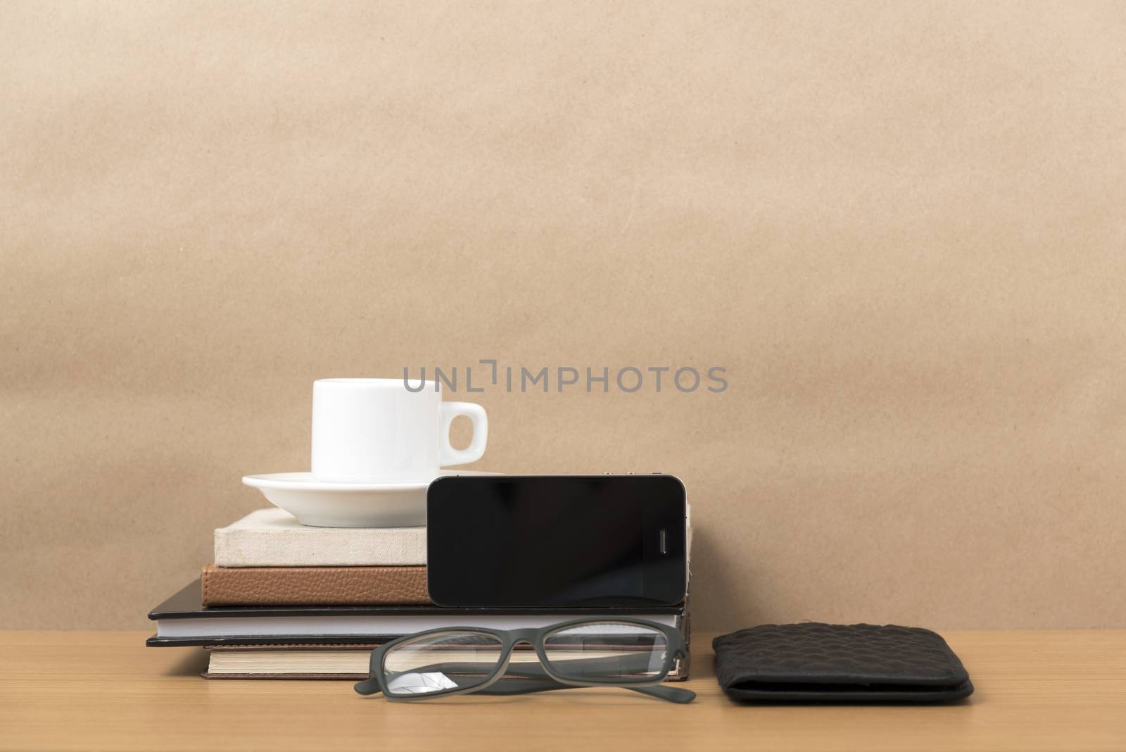 coffee,phone,eyeglasses,stack of book and wallet by ammza12