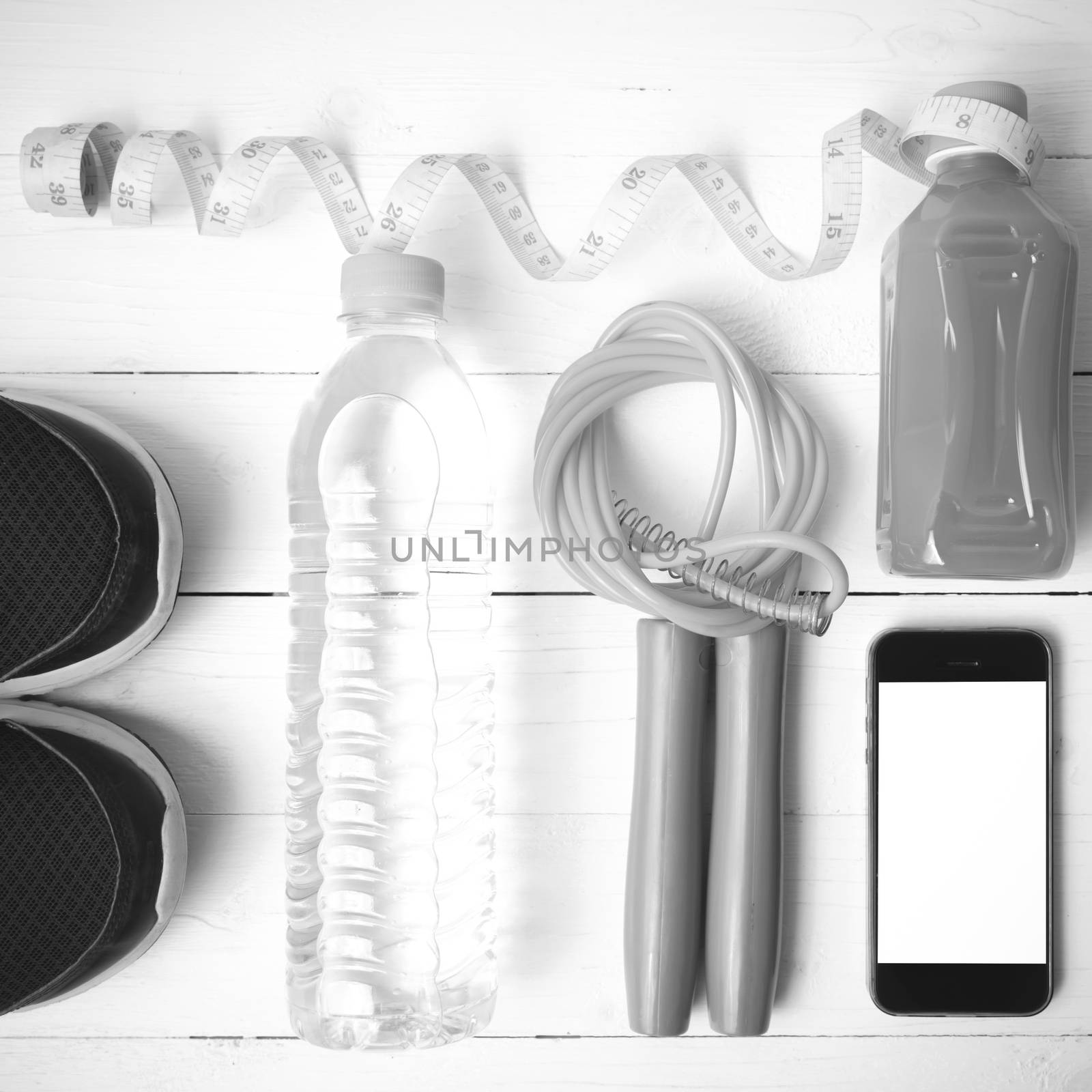 fitness equipment on white wood background vintage style black a by ammza12