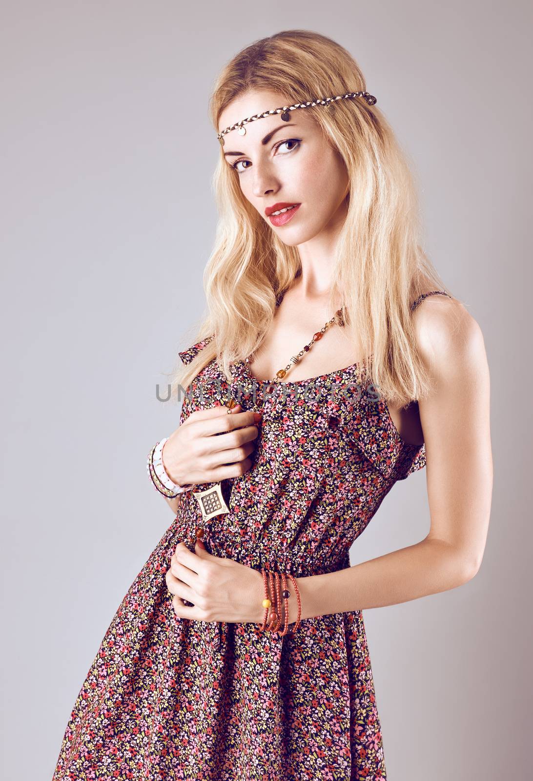 Hippie boho woman sensually looks. Romantic style by 918