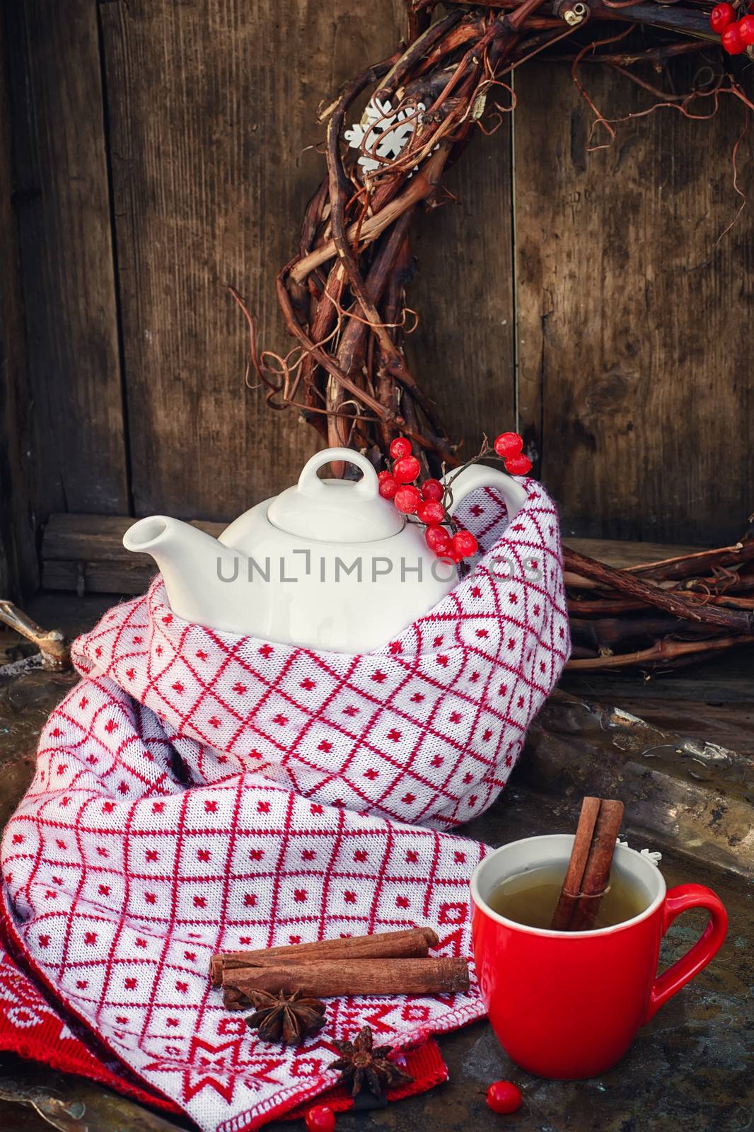 Autumn still life with white teapot by LMykola