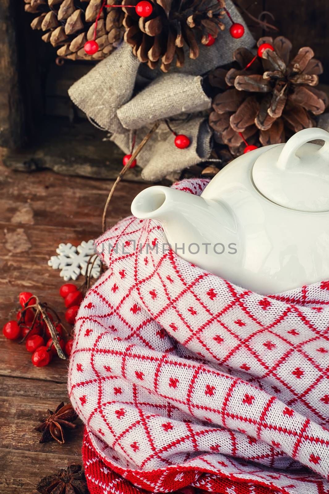 Autumn still life with white teapot by LMykola