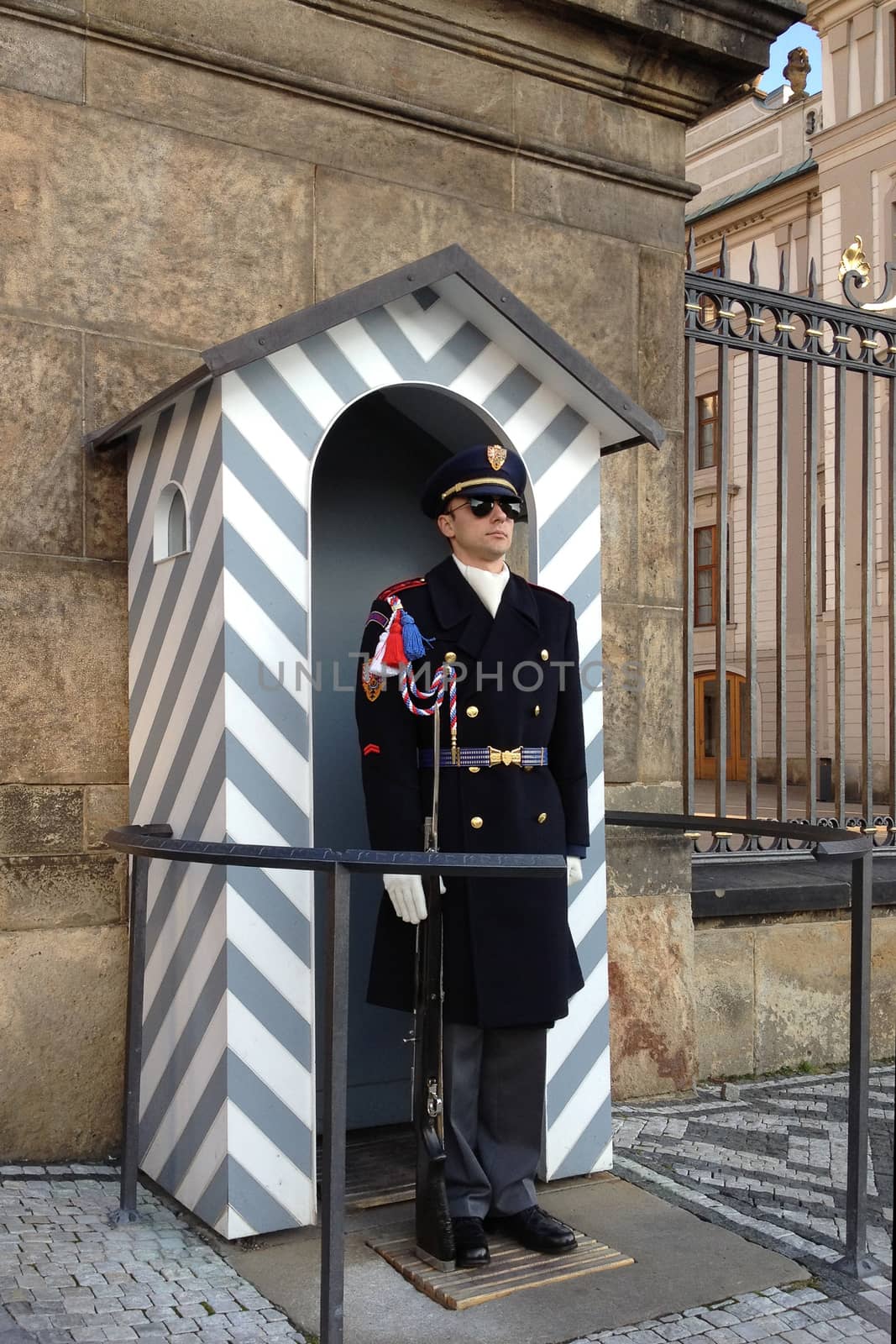 prague castle guard with winter uniform
prague, czech republic 13.11.2015
for editorial license