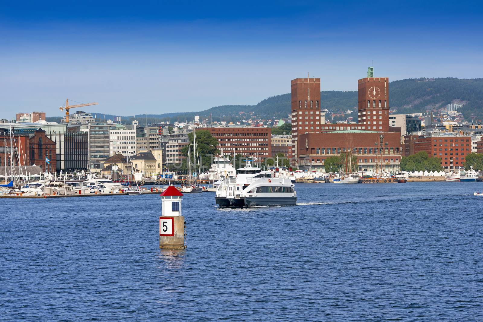 View of Oslo Radhuset Norway by Nanisimova
