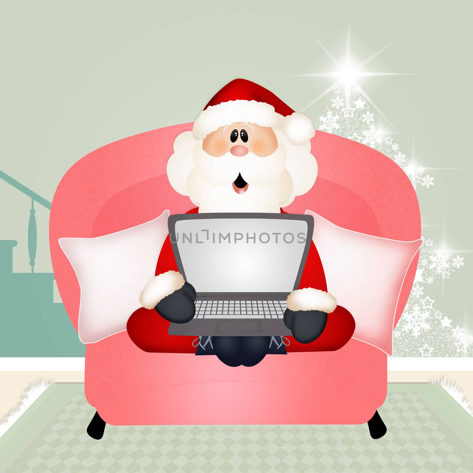 illustration of Santa Claus technology