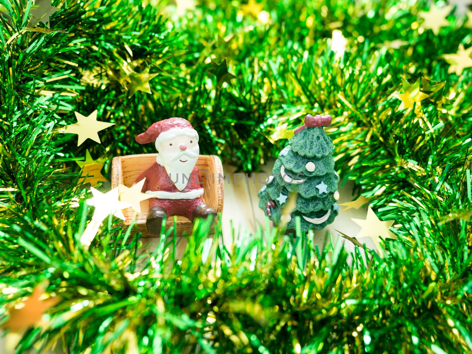 Santa Claus & christmas tree , decoration merry christmas & happy new year, select focus style