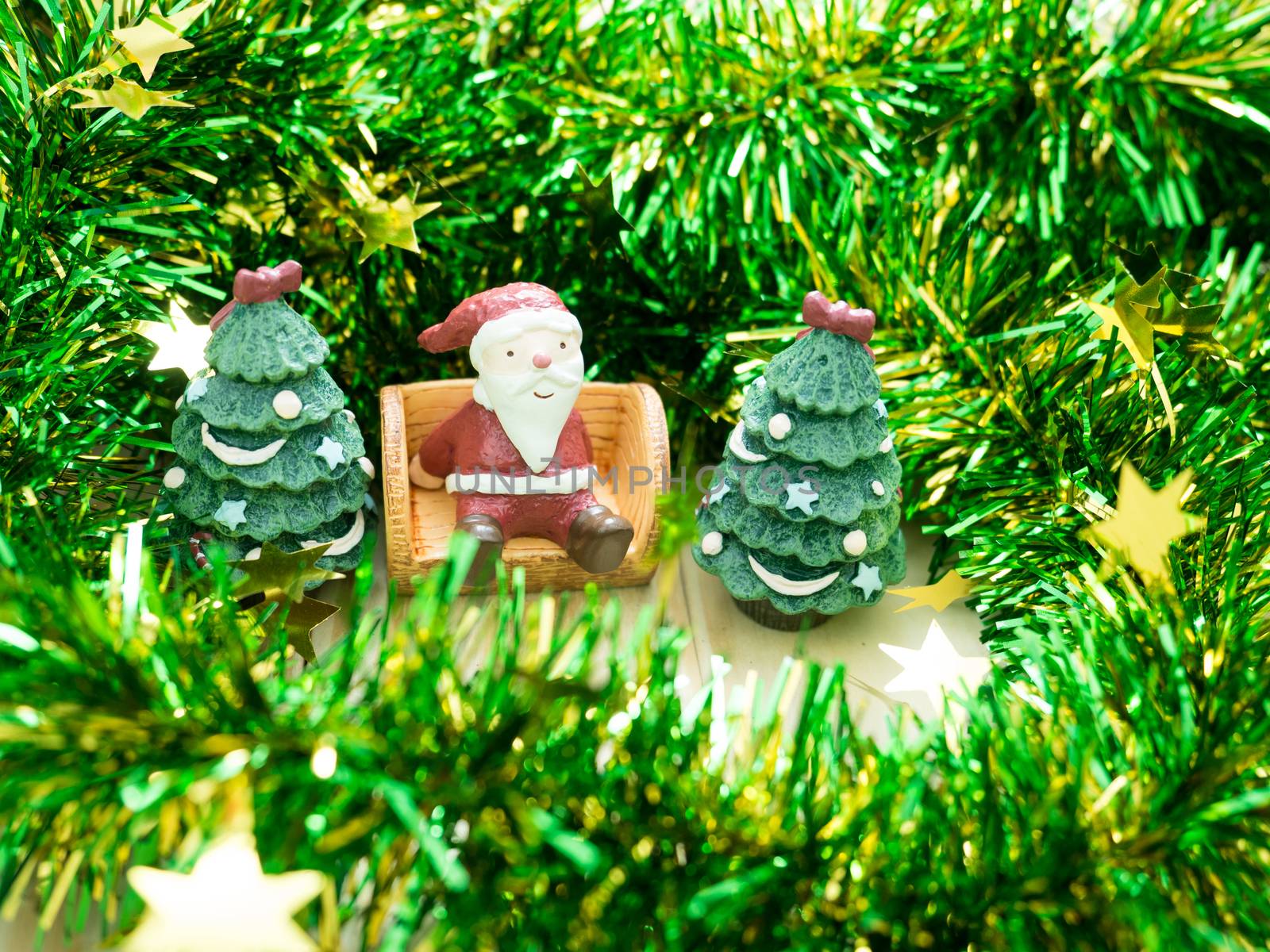 Santa Claus & christmas tree , decoration merry christmas & happy new year, select focus style