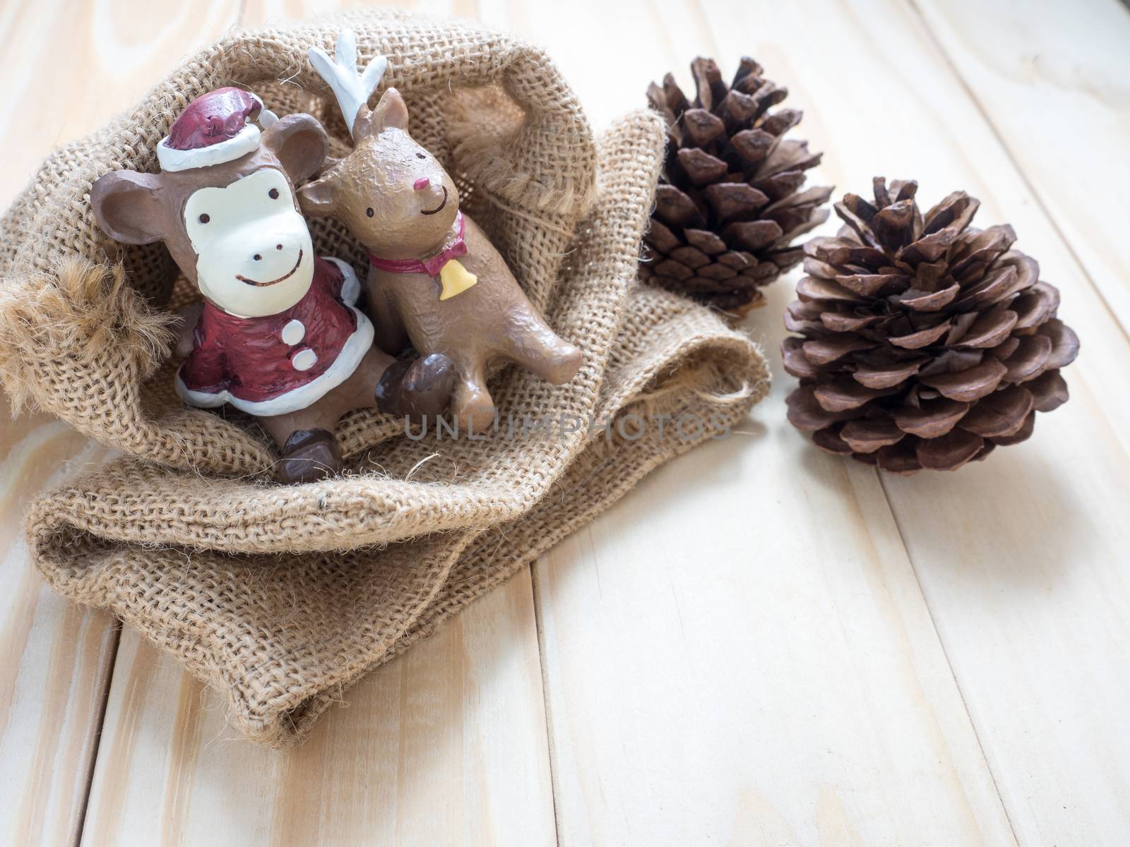 monkey Santa  & Reindeer , decoration merry christmas & happy new year, select focus style