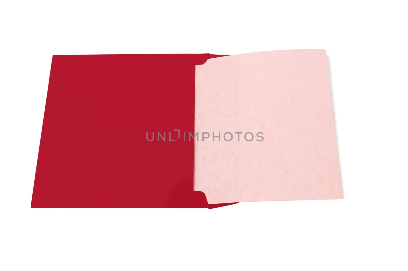 Red envelope with blank page isolated on a white background