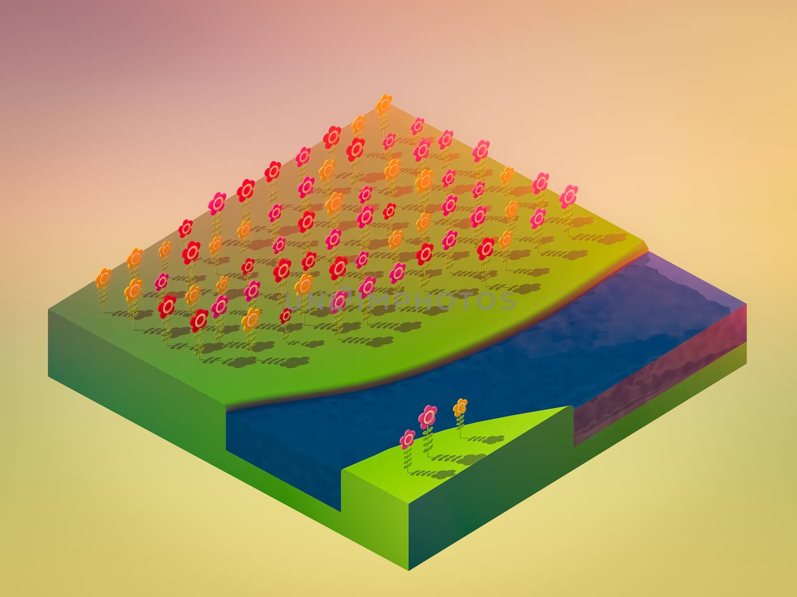 isometric nature and landscape by teerawit