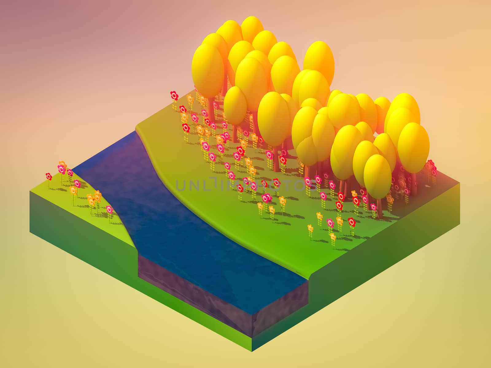 isometric nature and landscape by teerawit